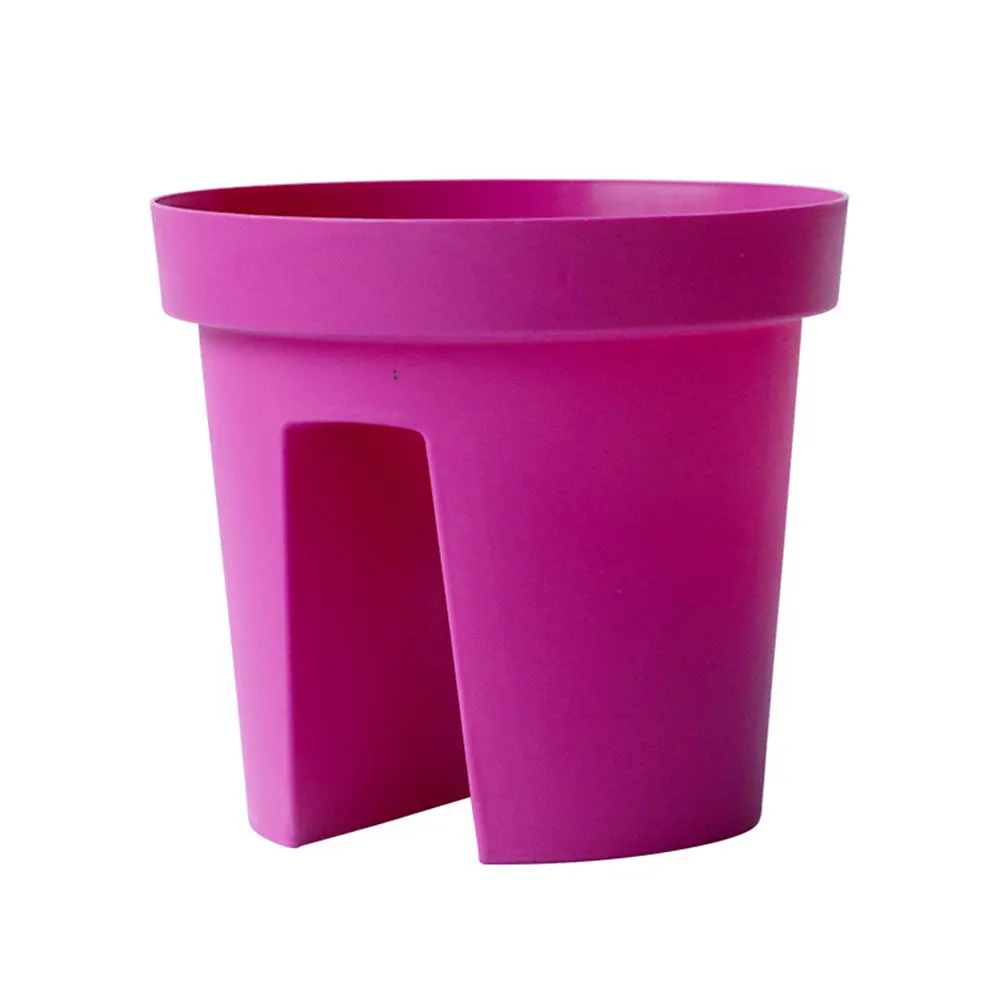 Plant Pot Flowerpot Indoor Garden Railing Multipurpose Vertical Bridge Hanging Space Saving Easy Install Drainage Hole Balcony - Цвет: Rose Red