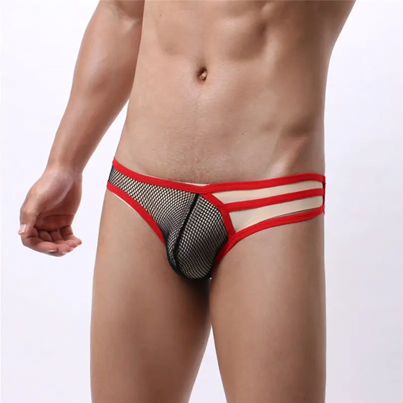 Men's Sexy Solid Color Net Speed Opening Super Thin Breathable Men Underwear 3D03 (9)