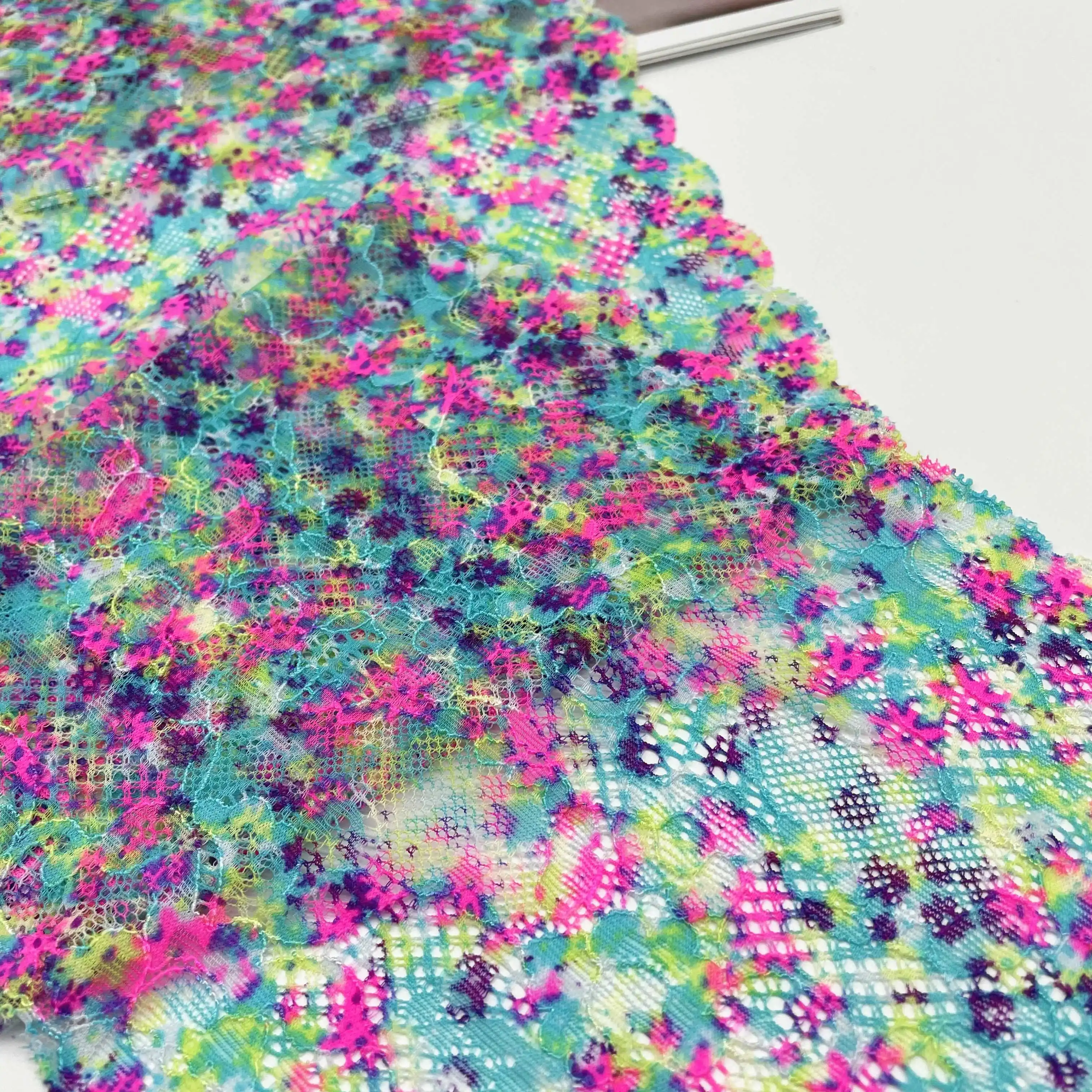 3y/lot 7 - 8 7/8 inch Colorful Mix Elastic Stretch Lace trim 2