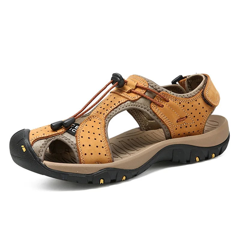 Popular Men Beach Sandals Outdoor Summer Men Shoes Sandals Genuine Leather Casual Breathable Sandal Plus Size 47 48