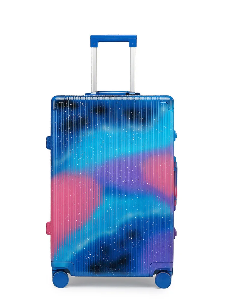Blue Синий чехол для костюма с граффити, на заказ, TSA замок, вращающееся колесо, легкий Чехол для багажа для переноски, для путешествий на открытом воздухе, 20, 24, 28 дюймов - Цвет: Blue