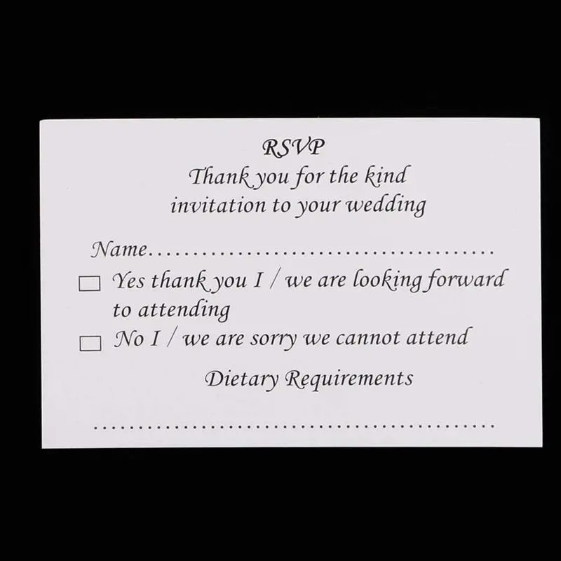 50 шт свадебный банкет RSVP карточка для ответа с конвертом