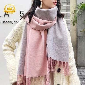 

Hot Autumn and Winter Scarf New Lady Solid Color Brushed Double-sided Rabbit Velvet Shawl Ladies Tassel Scarf Ladies Shawl YDJS