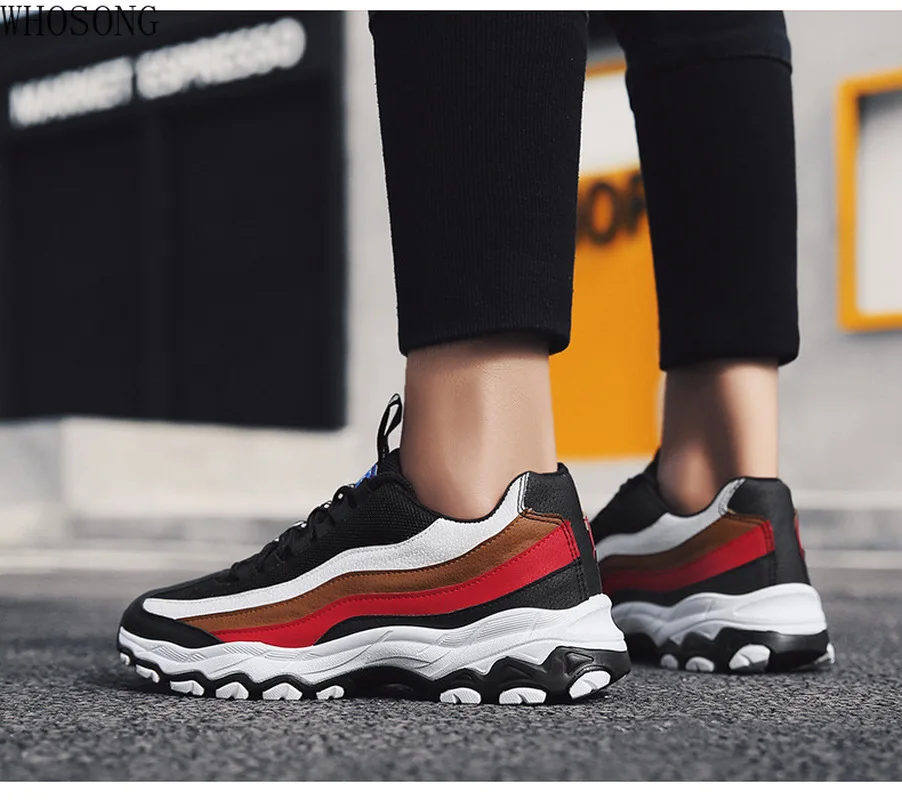 

Men shoes 2019 Men Chunky Sneakers Lace-up Flat Casual Shoes Platform Stylish Mixed Color Breathable Male Tenis Footwear m439