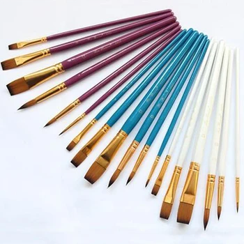 

Nylon Brush Set 6Pcs Gold-Plated Aluminum Tube Oil Brush Set Portable Simple Convenient Durable Brushes Art Painting Tools