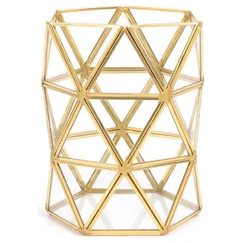 

Irregular Glass Storage Tube Nordic Ins Gold Beauty Brush Tube Bronze Makeup Brush Storage Bucket Simple Inserted Vase