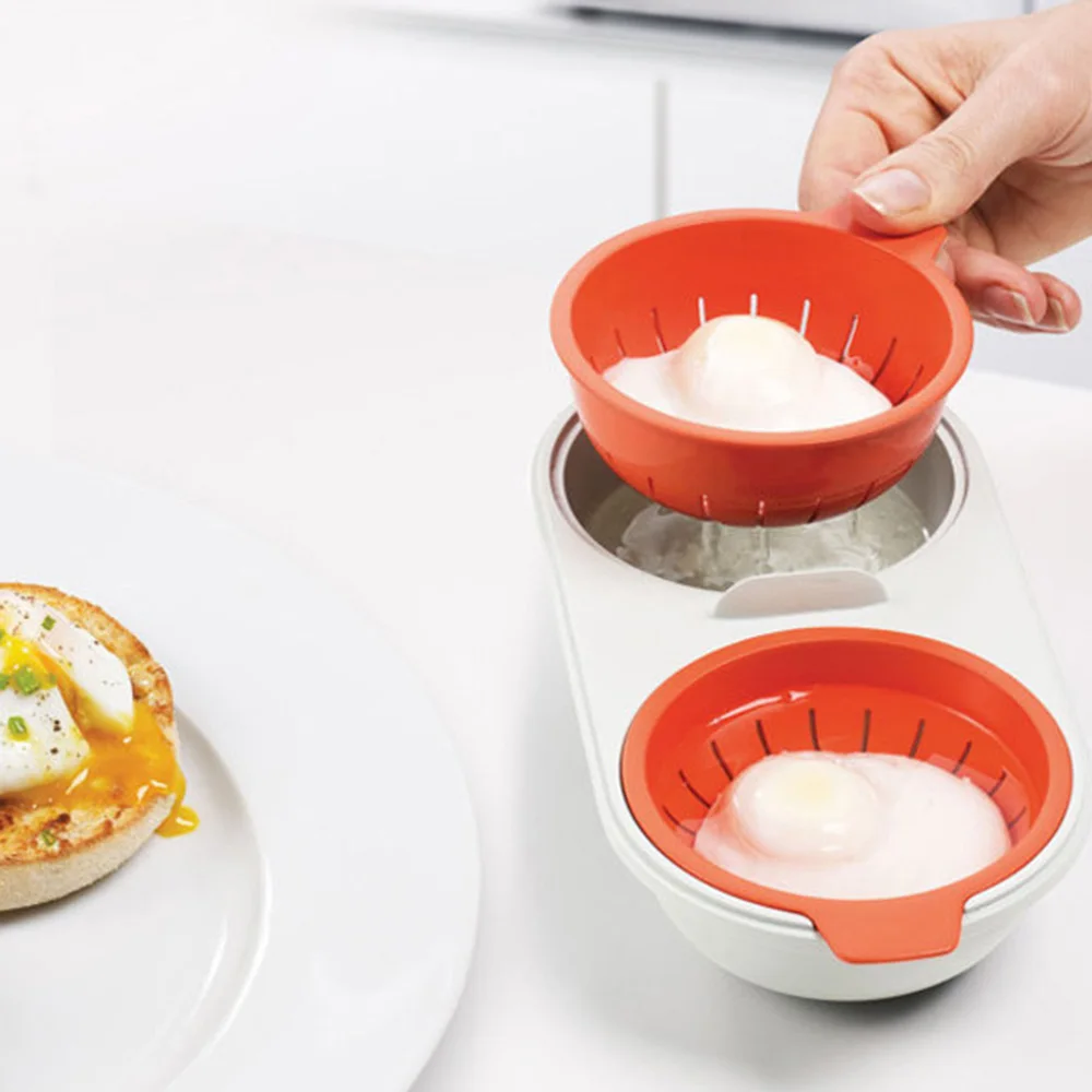 Microwave Egg Poacher Double Cup Egg Boiler Kitchen Steamed Egg Set