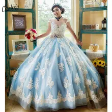 Новейший светильник, бальное платье с синими рукавами-крылышками, бальные платья с цветочной аппликацией ручной работы, кружевные пояса, Vestidos de 15 anos