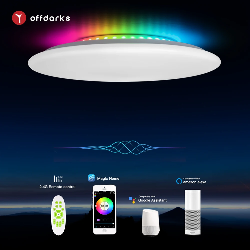 Offdarks Smart Ceiling Lamp Compatible With Alexa And Google Home Rgb Dimming Kitchen Living Room Bedroom Led Light Lights Aliexpress 