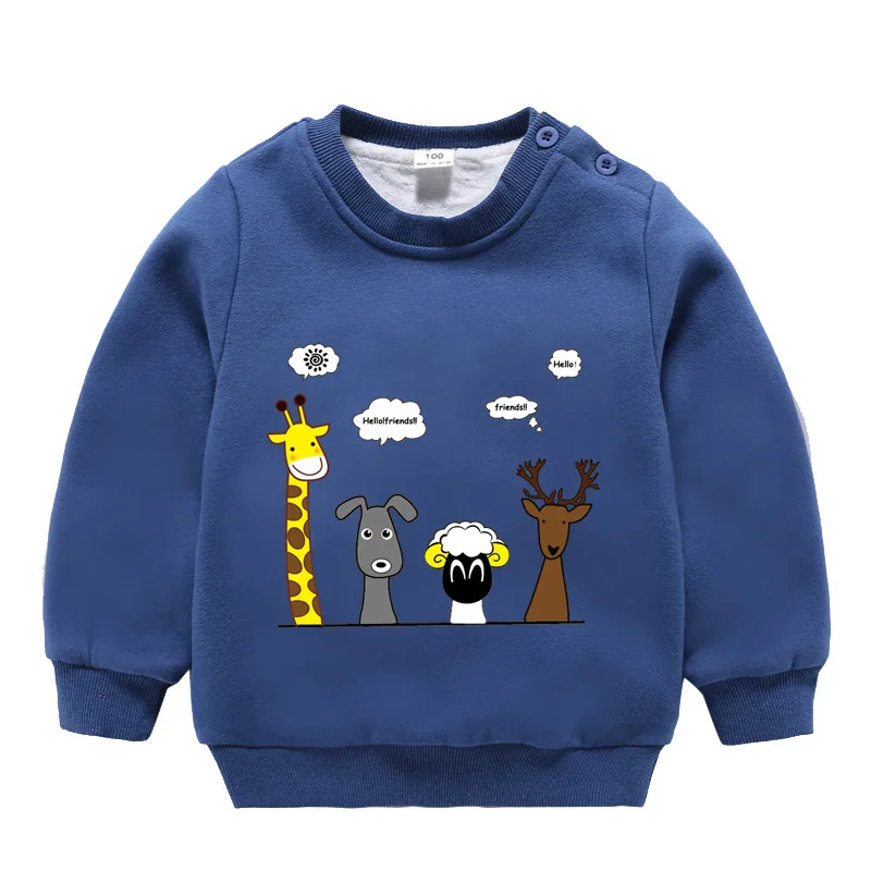 Dark Blue Детские толстовки с капюшоном и свитшоты, одежда для маленьких мальчиков и девочек, пуловер с капюшоном и принтом с героями мультфильмов, детские футболки с длинными рукавами - Цвет: Dark Blue