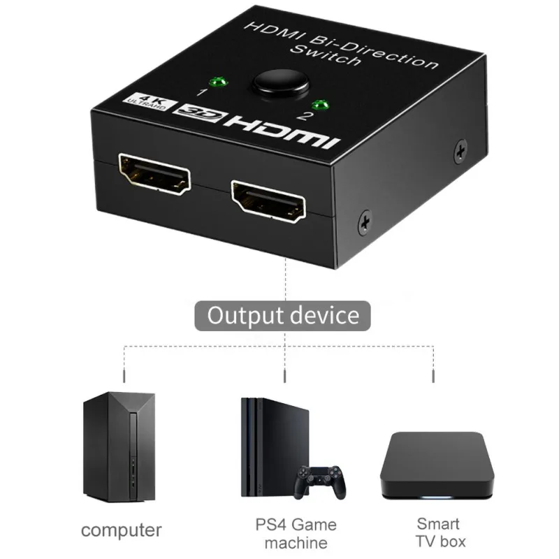 Двухнаправленный HDMI 2,0 кабель переключатель сплиттер концентратор адаптер Plug And Play