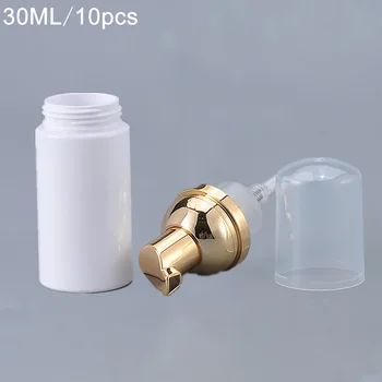

10pcs/set 30ml Travel Shampoo Lotion With Gold Pump Mousses Foaming Bottle Lightweight Soap Dispenser Leakproof Multifunctional