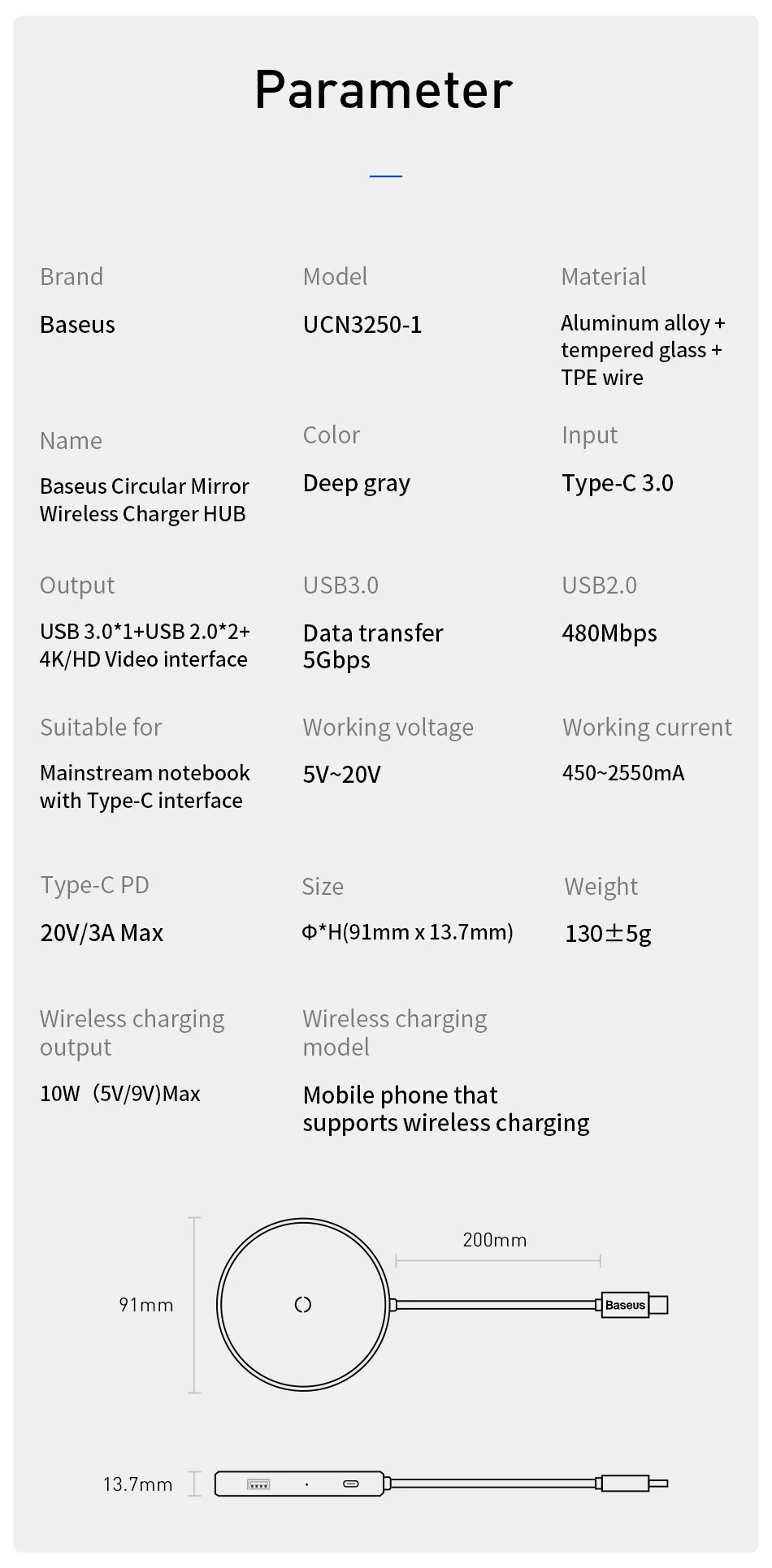 Baseus USB C концентратор USB C до USB 3,0 концентратор HDMI адаптер QI Беспроводной Зарядное устройство USB разветвитель для MacBook Pro аксессуары 6 Порты Тип USB-C концентратор