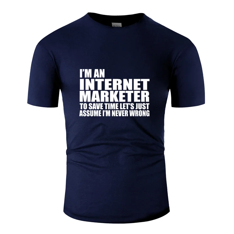 Men-Navy Blue Принт дышащий интернет маркетолога фанки шутки футболка для мужчин женщин досуг одноцветное мужчин футболка одежда высшего качества - Цвет: Men-Navy Blue