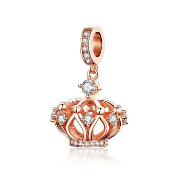 

PANDACH New Collection 925 Sterling Silver Princess Crown Pendant Rose Gold Color Charms fit Women Necklaces Jewelry CMC1121