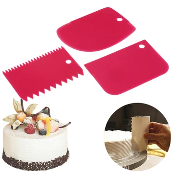 

3PCS/Lot Dough Cake Cutter Slicer Spatula for Cake Cream Scraper DIY Scraper Pasty Cutters Scraper Irregular Teeth Edge