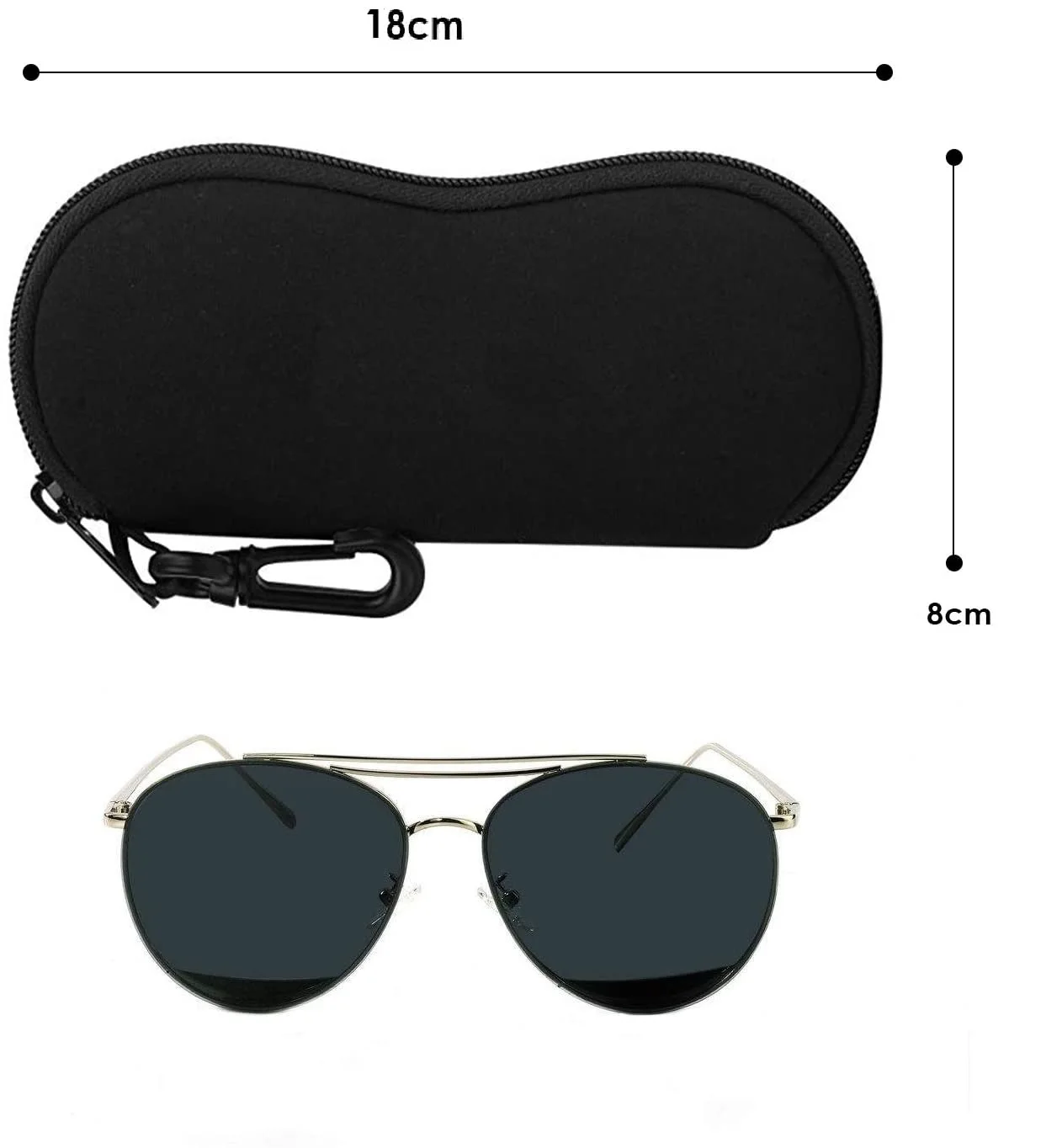 Sunglasses Soft Case Ultralight Neoprene Zipper Glasses Boxs With Belt Clip Eyewear Glasses Storage Bag Portable Black Eye Case