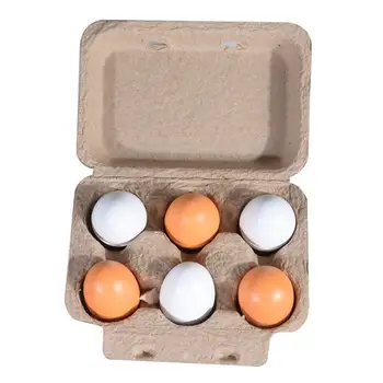 

6pcs Wooden Easter Eggs Yolk Pretend Children Play Kitchen Game Food Kids Toy