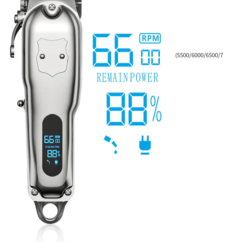 Máquina de Cortar Escultura em Cabelo Máquina de Corte Profissional Cabelo Corpo Metal Recarregável Oilhead Clipper Branco Display Lcd 9 Cheap Aparadores de pelo