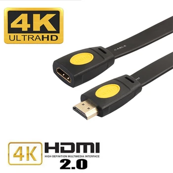 

4K 3D HDMI 2.0 Flat Extension Cord TV Cables 19+1 Male To Female Gold Plated Connector Adapter Line For TV Set Box DVD PS3 /4 PC