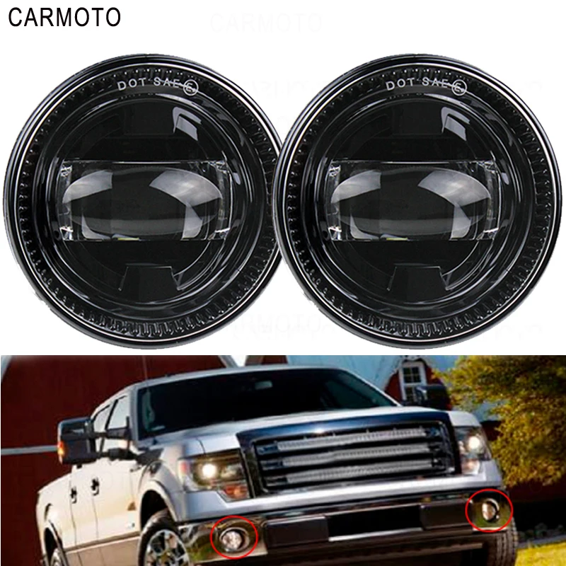 

2pcs Round Black LED Fog Lights for Ford F150 FORD EXPEDITION RANGER 2007-2014 Projector Fog Lamp Car accessories