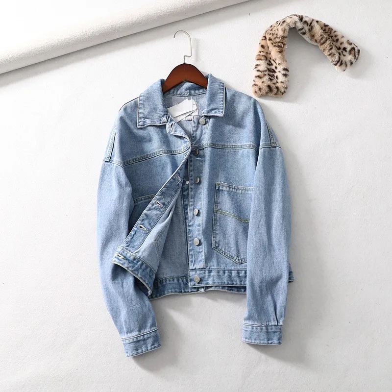 

Wm80 Leopard Collar ~ 2019 Spring New Products Loose-Fit BF Style Versatile Slimming Short Jeans Coat Women's