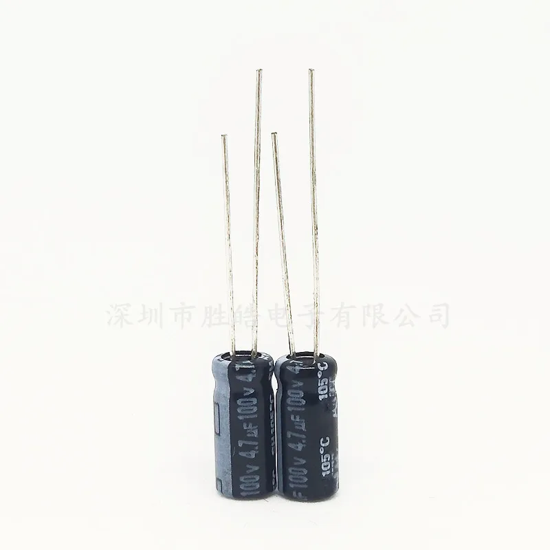 50PCS/lot 100v4.7uf High Quality 4.7UF 100v Plug-in 5*11 Aluminum Electrolytic Capacitor Size：5x11（MM） 50pcs lot 100v4 7uf high quality 4 7uf 100v plug in 5 11 aluminum electrolytic capacitor size：5x11（mm）