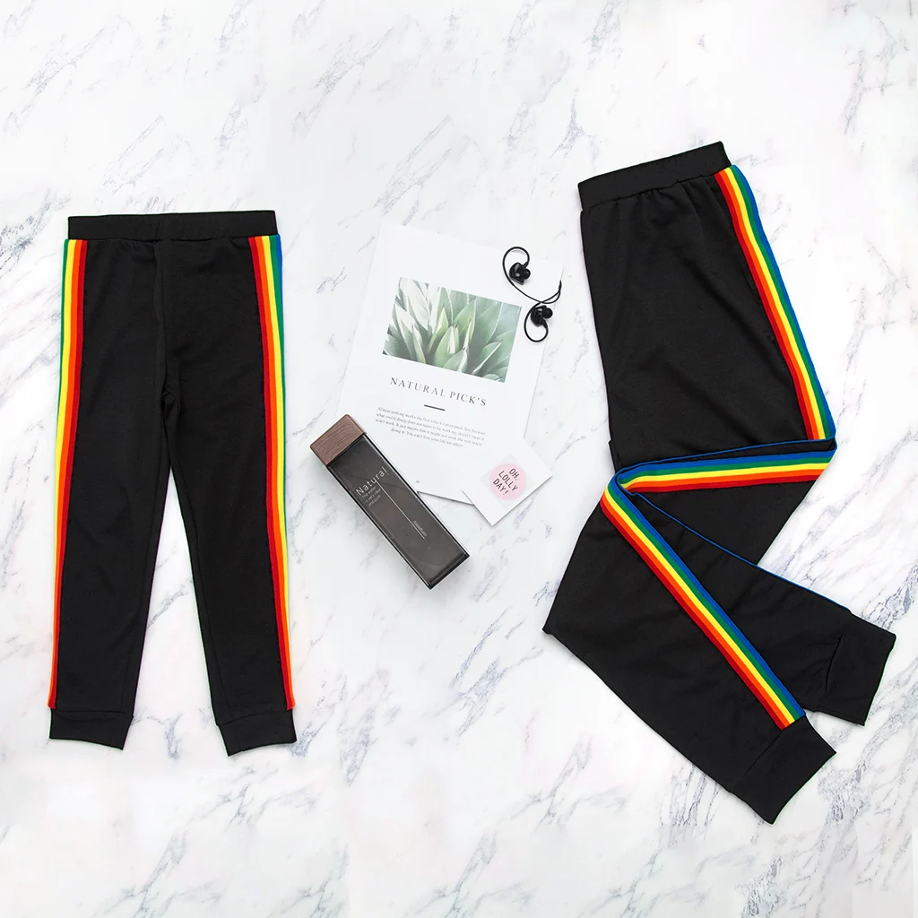 

PatPat Spring and Autumn New Parent-child Casual Cotton Matching Rainbow Striped Yoga Pants for Mom and My Pants Leggings