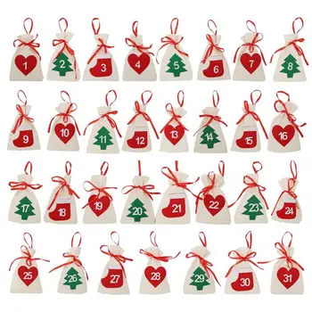 

Christmas Countdown Advent Calendar Candy Bags Xmas Tree Hanging Ornaments