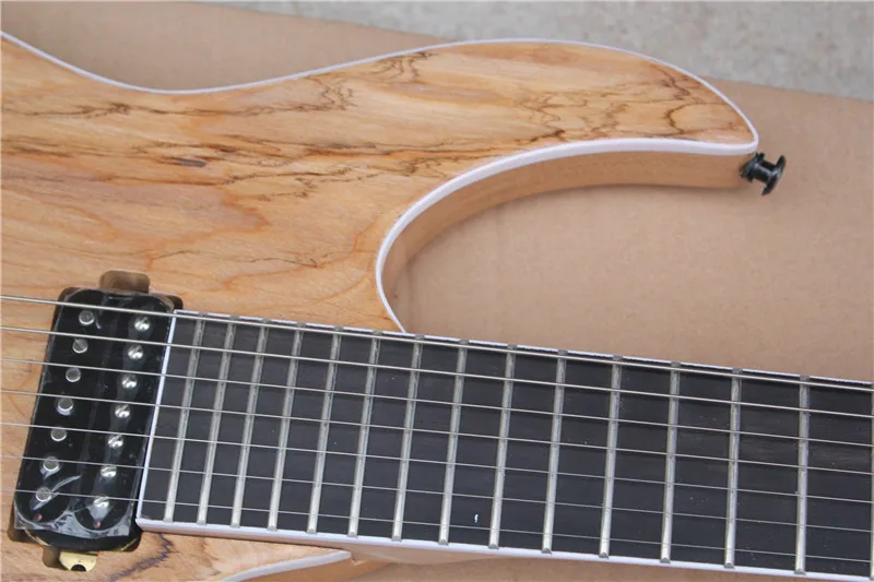 7 Струнная золовянная электрогитара, spalted \ burl кленовый шпон, черная м гитара