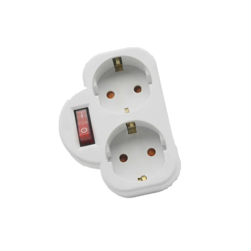 Plug Adapter European Type Conversion Plug 1 TO 2 Two Hole Way Socket Adapter EU Standard Power Adapter Socket 16A Travel Plugs with switch
