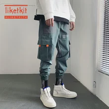 Liketkit, хип-хоп штаны для бега, мужская Японская уличная одежда, черные повседневные брюки-карго с карманами, мужские шаровары, модные брюки