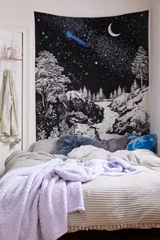 

Dropshipping Landscape Tapestry Wall Hanging Hippie Home Decor Blanket Polyester Bedroom 180×230CM With 6M LED Light
