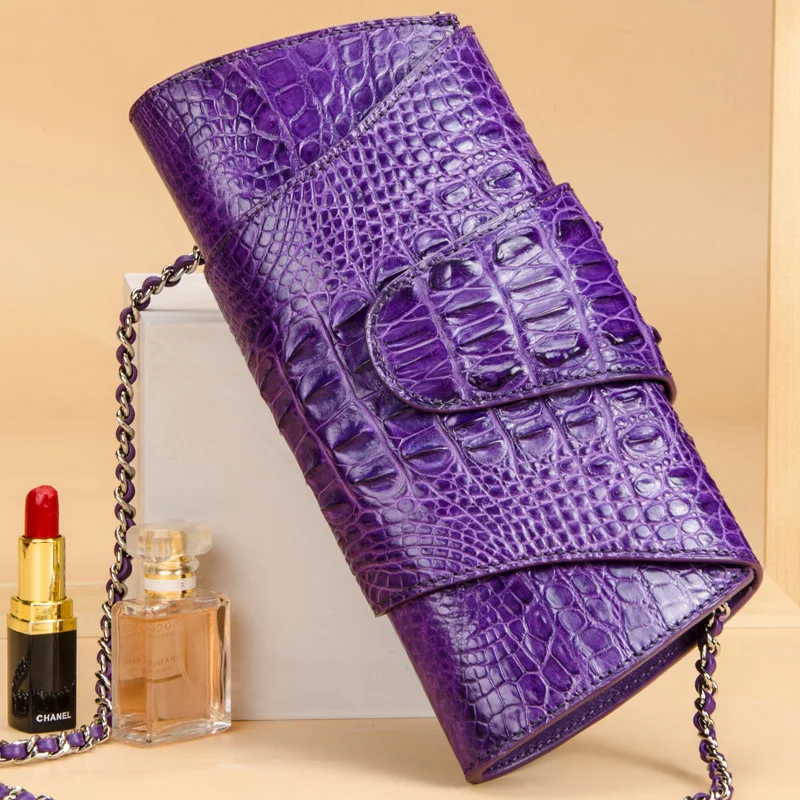 

2019 100% genuine Thai alligator leather lady bag genuine leather handbag lady one shoulder diagonal handbag dinner handbag
