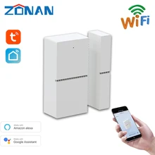 Zonan – détecteur intelligent d'ouverture/fermeture de porte, wi fi, Tuya, compatible avec Alexa, Google Home, capteur de fenêtre, alarme de sécurité