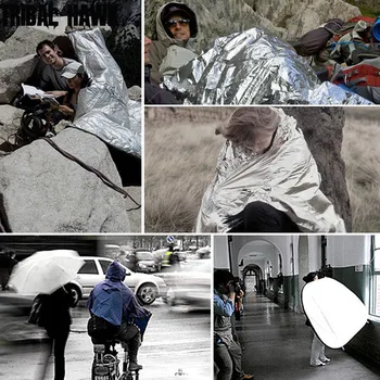 Outdoor Portable Emergency Survival Rescue Blanket First Aid Fireproof Windproof Waterproof Awning Curtain Tents Sun Shelters 2