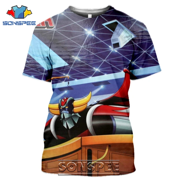 SONSPEE 3D Print Men Women Goldorak T-shirts Casual Streetwear Harajuku Hip Hop Short Sleeve Vintage Anime Tees Tops Shirt Style 01