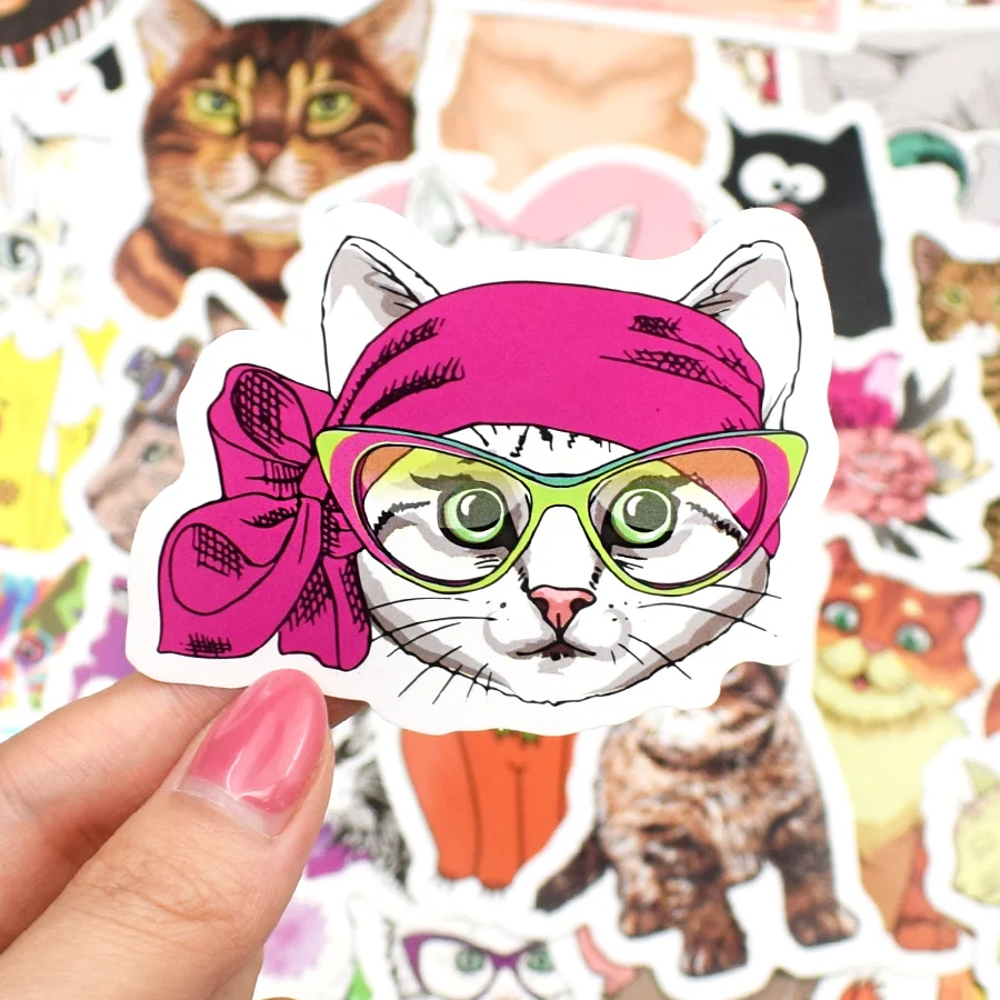 50 шт. милый мультяшный Кот наклейка s Kawaii животное наклейка подарок игрушка для детей DIY чемодан велосипед автомобиль ноутбук водонепроницаемый стикер