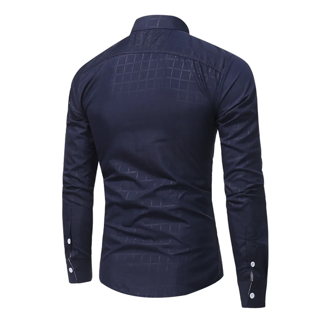 Бизнес рубашки Для мужчин Chemise Homme Для Мужчин's Повседневное с отложным воротником на пуговицах Slim Fit Тап и рубашка с длинным рукавом Блузка M-XXXL