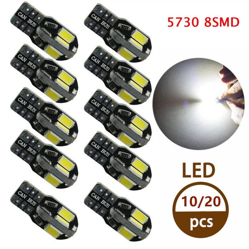Автомобильный габаритный фонарь T10 Led W5W Canbus 194 168 5630 5730 8smd ошибок универсальный