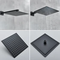 Black Shower Faucets System Bathroom Wall Mounted Rainfall Shower Kit Concealed Embedded Box Hot Cold Water Mixer Tap SUS304 2