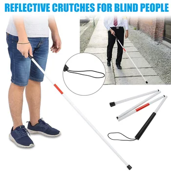 

Good Healthy Aluminum Folding Cane Reflective Blind Walking Stick Crutch Cane Walker Tool
