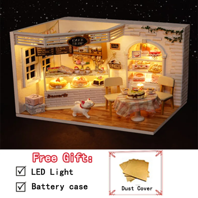 Игрушки для детей Миниатюрная игрушка-головоломка Diy Кукольный дом модель деревянная мебель игрушки на день рождения Рождественские подарки розовый Лофт вилла M033 - Цвет: H014 With dust cover