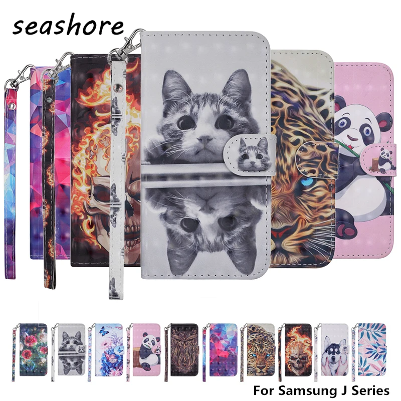 

3D Painted Flip Case for Samsung Galaxy J3 J4 J6 J7 J8 Plus 2018 wallet cover for Samsung J5 J7 Pro 2017 2016 Leather Phone Case