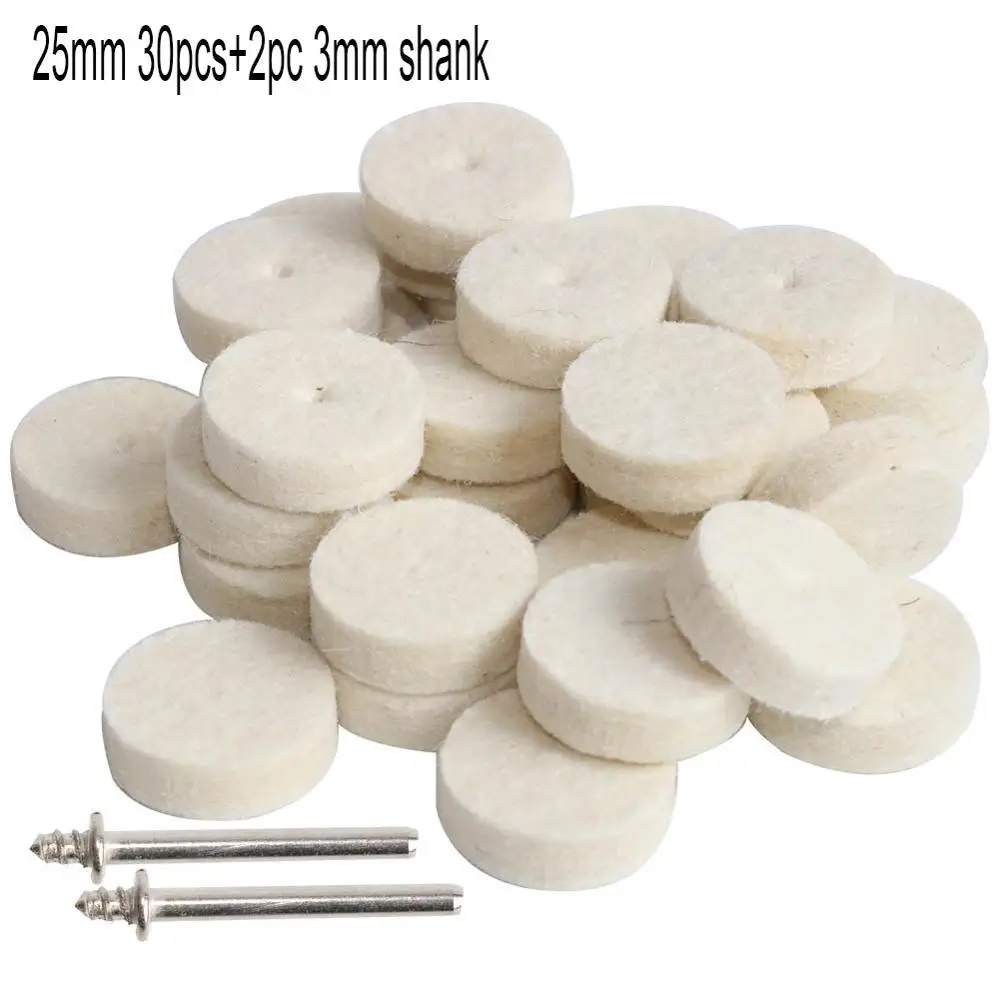 30pc 25mm 20 шт./30 шт./50 шт. Шерсть Войлок Полировка круглое колесо шлифовальный круг 3 мм хвостовик для Dremel роторный инструмент Аксессуары - Цвет: 30pc 25mm