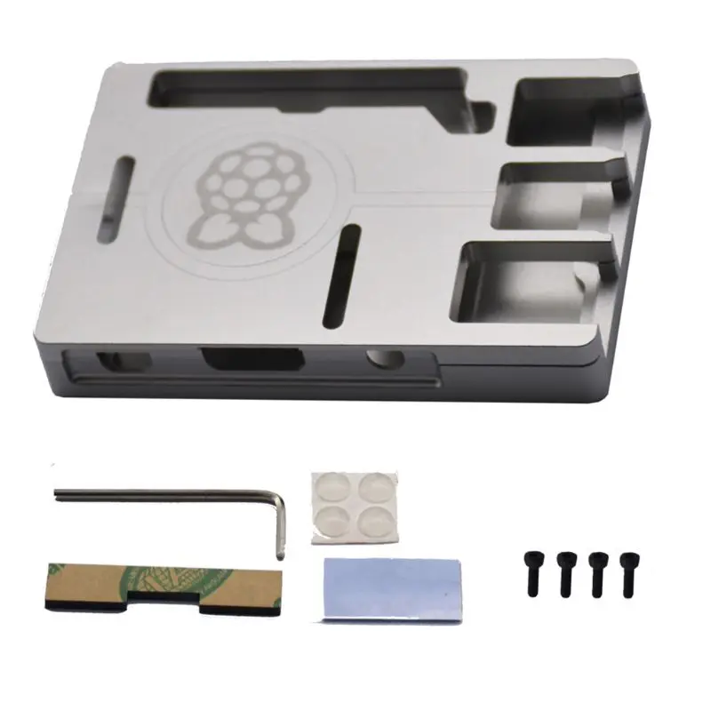 1 комплект алюминиевый чехол Ультратонкий металлический корпус для Raspberry Pi 3 Model B - Цвет: Серебристый