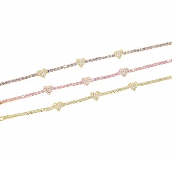 

Tennis bracelet jewelry white purple pink cz Tennis chain rainbow colorful elegance women Gold filled heart bracelet