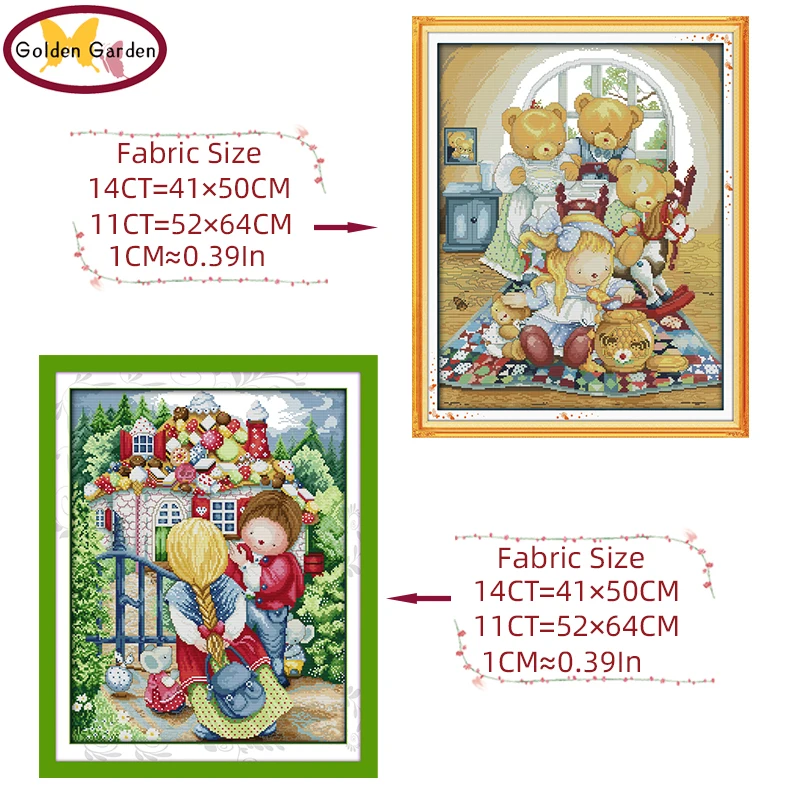 Картина для вышивки крестиком GG Bear Sweet House 11CT14CT Детский Набор из мультфильма