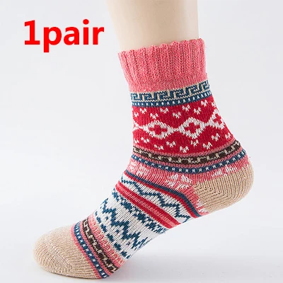1/2 пары осенне-зимних носков повседневные цветные рождественские толстые теплые женские носки Модные женские удобные вязаные шерстяные носки - Цвет: 1Pair Style 2