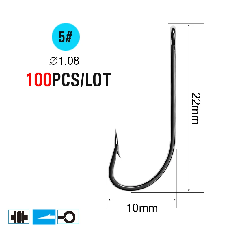 ICERIO 100 шт. колючие рыболовные крючки морской червяк для ловли карпа один круг крючок Набор аксессуары для рыбалки снасти из углеродистой стали рыболовный крючок - Цвет: Size  5  100pcs